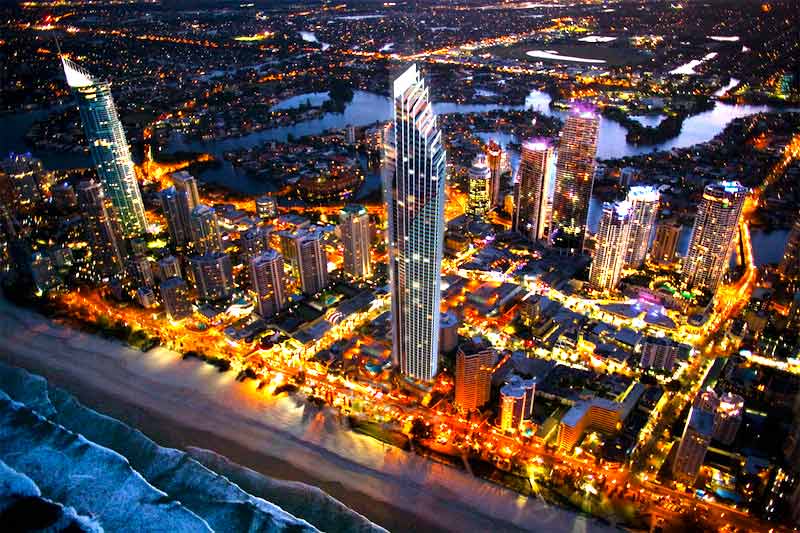 Enjoy the night life at Surfers Paradise in a car from Coastal Car hire